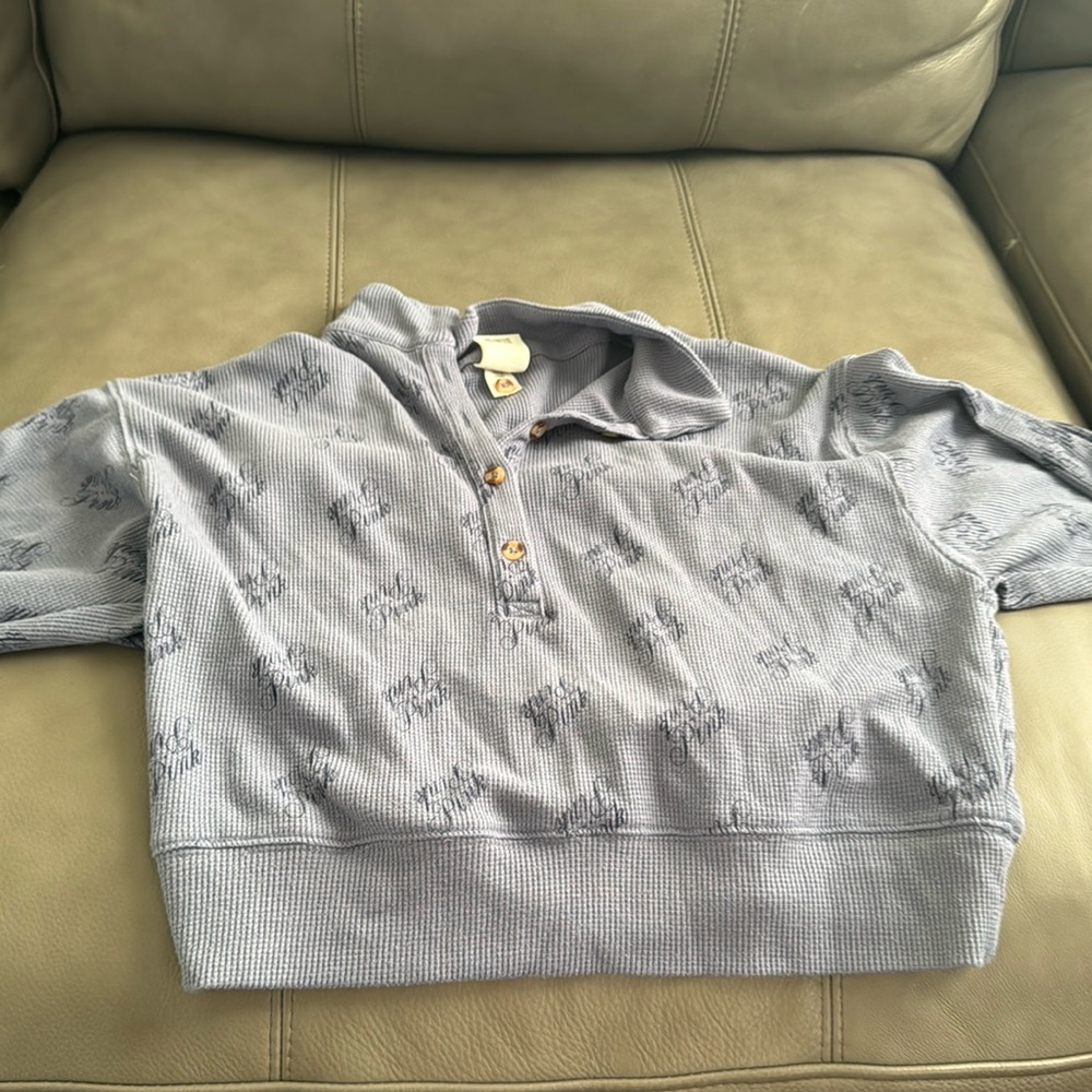 Long sleeve blue button up sweater